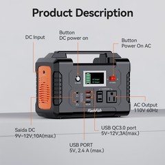 Portable 200W Power Station 60W/18V Solar Panel Backup Outdoor/Indoor/Camping/RV