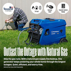 12000 Peak Watt Tri-Fuel Portable Inverter Generator, Remote Start, Transfer Swi