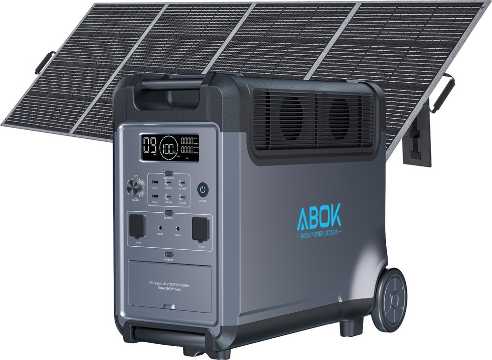 ABOK Ark3600 3840Wh Portable Power Station with 400W Solar Panel for Home Backup