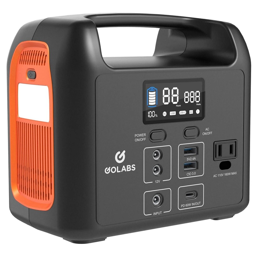 GOLABS R150 Portable Power Station, 204Wh LiFePO4 Battery with 160W AC | Orange