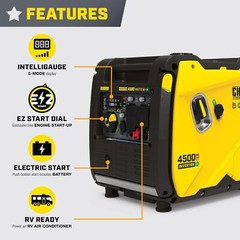 Champion 4,500-W Portable RV Ready Dual Fuel Gas Inverter Generator w/ CO Sensor