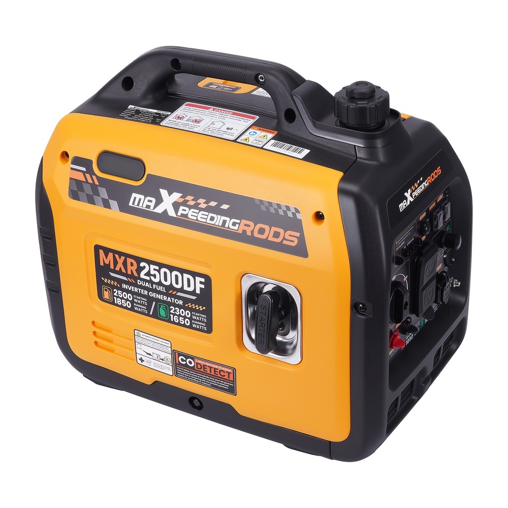 2500W Quiet Dual Fuel Inverter Generator 4L Tank 15h Propane Runtime for Trips