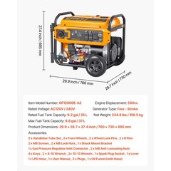 Uimoso Portable Dual Fuel Generator, Gasoline 13500W & LPG 12000W Peak Power