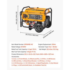 Uimoso Dual Fuel Generator with Gas & LPG Power Options, 4650W Peak Output