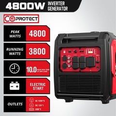 PowerSmart 4800W Gas Inverter Generator, Electric Start, 10H Run, 120V, CO Alarm