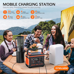 Portable Power Station, 297Wh Backup Lithium Battery Generator with 600W AC Outp