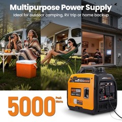 30A RV Outlet & 20A Duplex – 5000W Peak Gas Generator for Camping & Tailgating