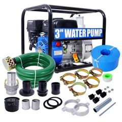 Gas Powered Semi Trash Pump 209cc 7HP 4 Stroke OHV Engine Discharge&Suction Hose