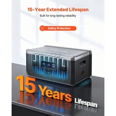 2160Wh LiFePO4 Expansion Battery with 3 Output Ports for Home, Camping, RV