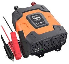 Power Inverter 4.8A Dual USB Ports 2 AC Outlets Car Inverter DC 12V to AC 400W