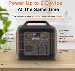 New Portable Power Station 300W 296Wh Solar Generator Battery Quick Charge 110V