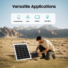 Solar Inverter, Power Generator, Solar Generator with Bulbs & Solar Panel