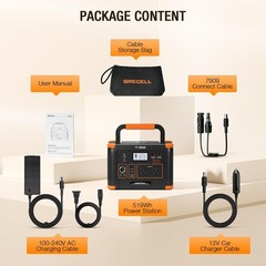 Portable Power Station 500W(Peak 1000W) 519Wh Outdoor Solar Generator Backup