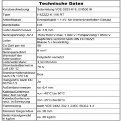 5-200 m solar cable solar cable H1Z2Z2-K 6 mm² red photovoltaic halogen-free