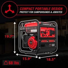 4500W Portable Inverter Generator with CO Alarm, Low Noise, 223cc Displacement