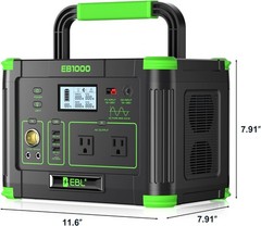 EBL Portable Power Station 1000W Solar Generator 999Wh Fast Charging Backup Batt
