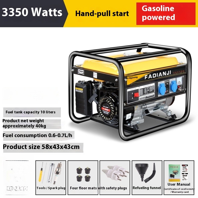 Generator 220V Household Small 4KW Kilowatt Portable Inverter Petrol Engine