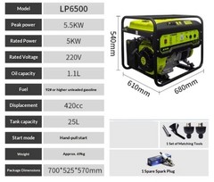 220V Single-Phase 3kW Inverter Portable Gasoline Generator for Home Use