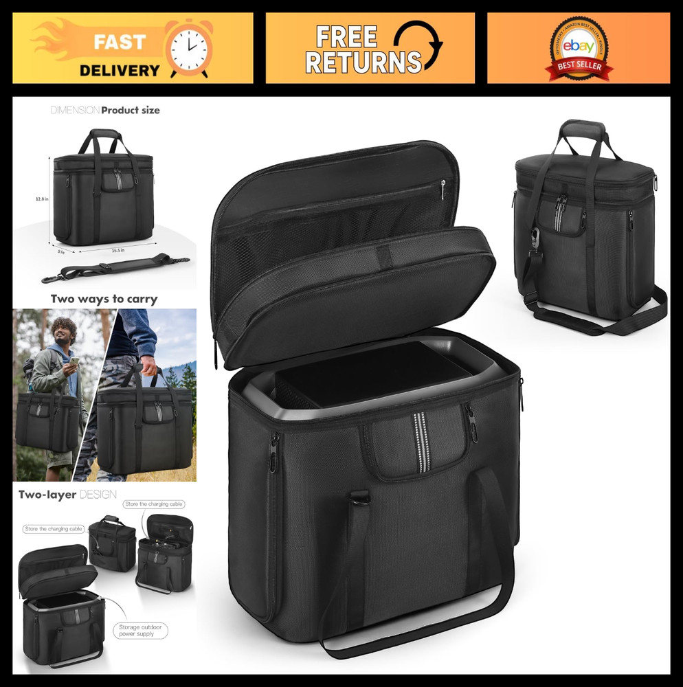 Shockproof Carrying Case for EcoFlow DELTA 3/DELTA 2 – Adjustable Strap, Portabl