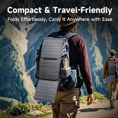 5V 21W Foldable Solar Panel Charger USB-C and USB-A Outputs for Phones Hiking