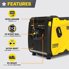 Champion 4,500-W Super Quiet Portable RV Ready Gas Inverter Generator, CO Sensor