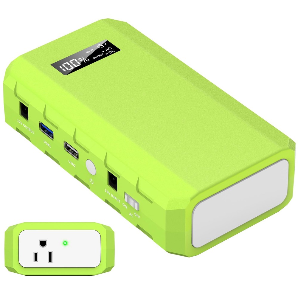 powkey Portable Power Station with AC Outlet, 65W/110V Green, A-Green