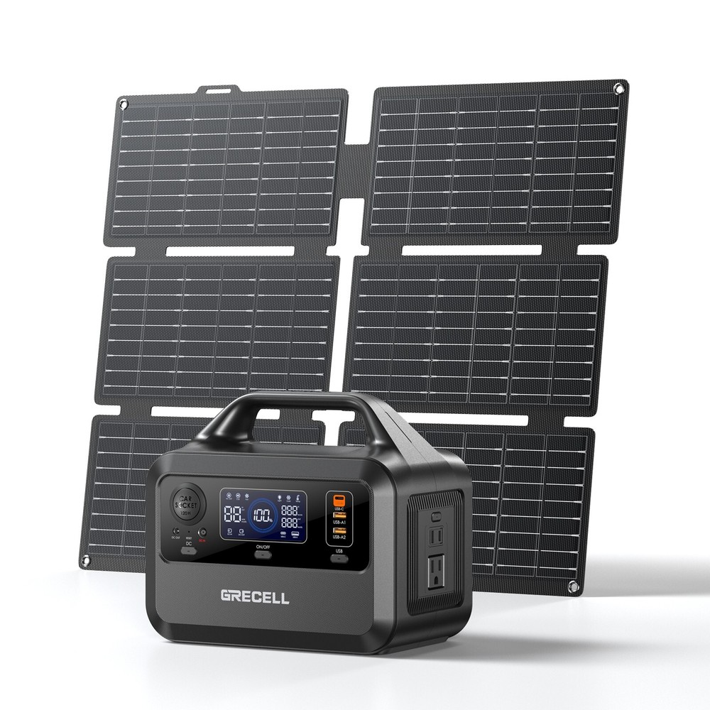 Grecell 300W Power Station Portable Solar Generator Battery + 40W Panel (USED)
