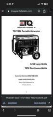 ETQ TG72B12 Portable Generator 8250W Surge / 7250W Running Quiet