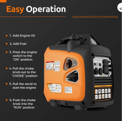 Efurden 2500W Portable Inverter Generator Gas Powered Generator Quiet for Home