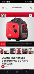 PowerSmart 2500W Inverter Gas Generator CO Sensor HB5020C Red Portable 5.5hr