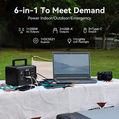 Flashfish T200 Solar Generator LiFePO4 300W 153.6Wh With Solar Panel 60W 18V US