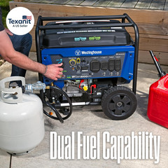 12500 Peak Watt Dual Fuel Home Backup Portable Generator, Remote Electric Start,