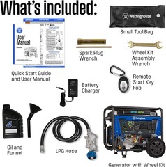 Westinghouse 12,500-W Portable Dual Fuel Gas Home Backup Generator, Remote Start