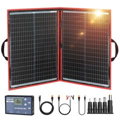 DOKIO 100W Portable Foldable Solar Panel Kit (19x26in, 5.3lb)