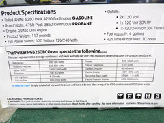 Pulsar PG5250BCO 5250W Dual Fuel Portable Generator 224cc Propane or Gas