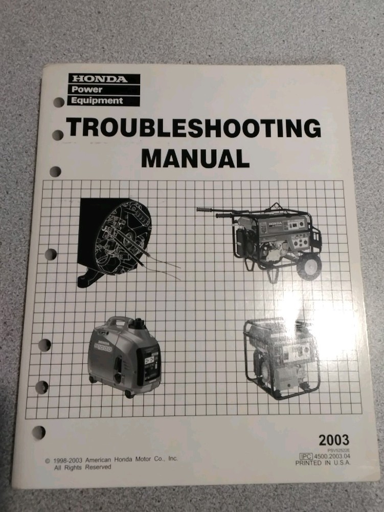 HONDA TROUBLESHOOTING MANUAL GENERATORS 2003 PREOWNED VERY GOOD CONDITION