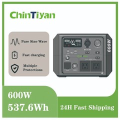1PCS 600W 537.6Wh LiFePO4 Solar Power Station Outdoor Emergency Backup Generator