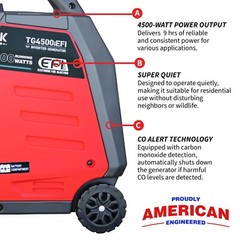 4500 Watt Inverter Generator Electronic Fuel Injection EFI Super Quiet Portable