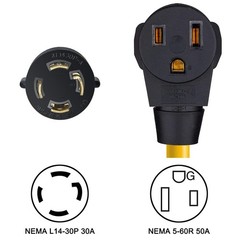 EXCELFU NEMA L14-30P to 6-50R Generator Welder Adapter Plug Black and yellow