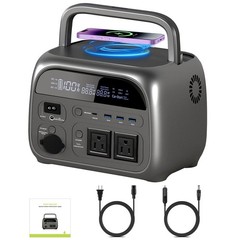 600W Peak 500W Rate Power Station LiFePO4 Battery for Camping,100W Solar Panel