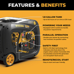 Firman Generators Inverter Portable Generator 4125W Remote Start W03386