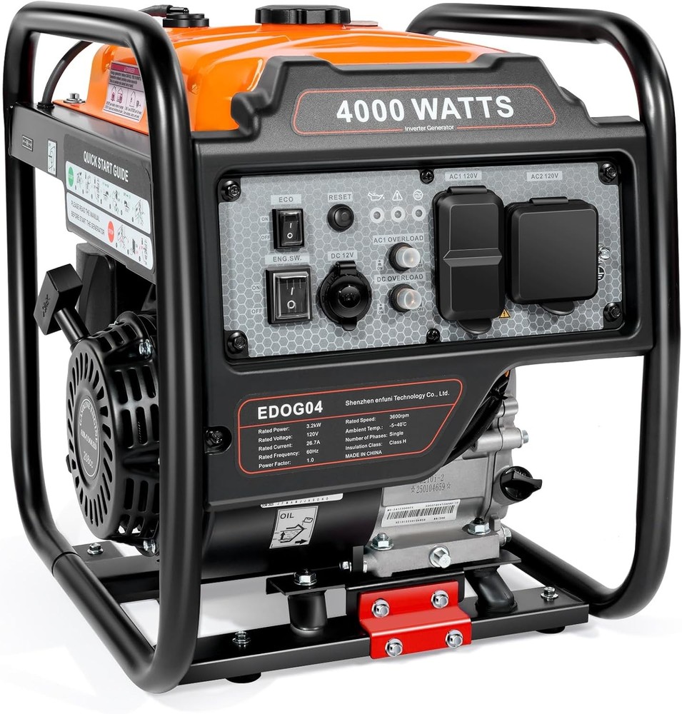 Inverter Generator Gasoline 4000Watt 208cc Engine Gas Powered Frame Generator