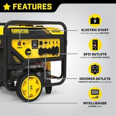 Champion 15,000-W MKE Portable Gas Powered Generator, Electric Start, CO Sensor