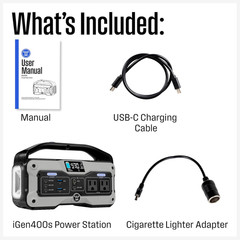 Igen400S 400 Watt, 183Wh Portable Power Station and Solar Generator with LED and