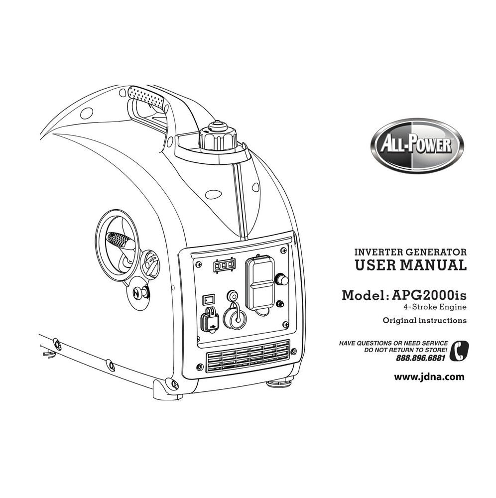 Owners Manual Instructions All-Power Inverter Generator – Model APG2000is
