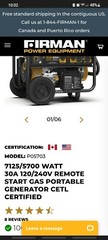FIRMAN P05702 Portable Generator, 5700/7125-Watt, Remote Start, 13 Hour Run Time