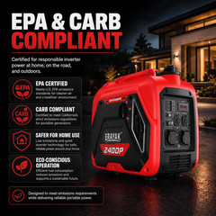 2400W Portable Inverter Generator for Home Use, Super Quiet Small Generator for