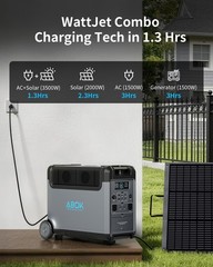 ABOK Ark3600 3840Wh Portable Power Station with 400W Solar Panel for Home Backup