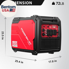 4800-Watt Portable Inverter Generator with Wheels Handle Kit, CO Protect, Quiet,