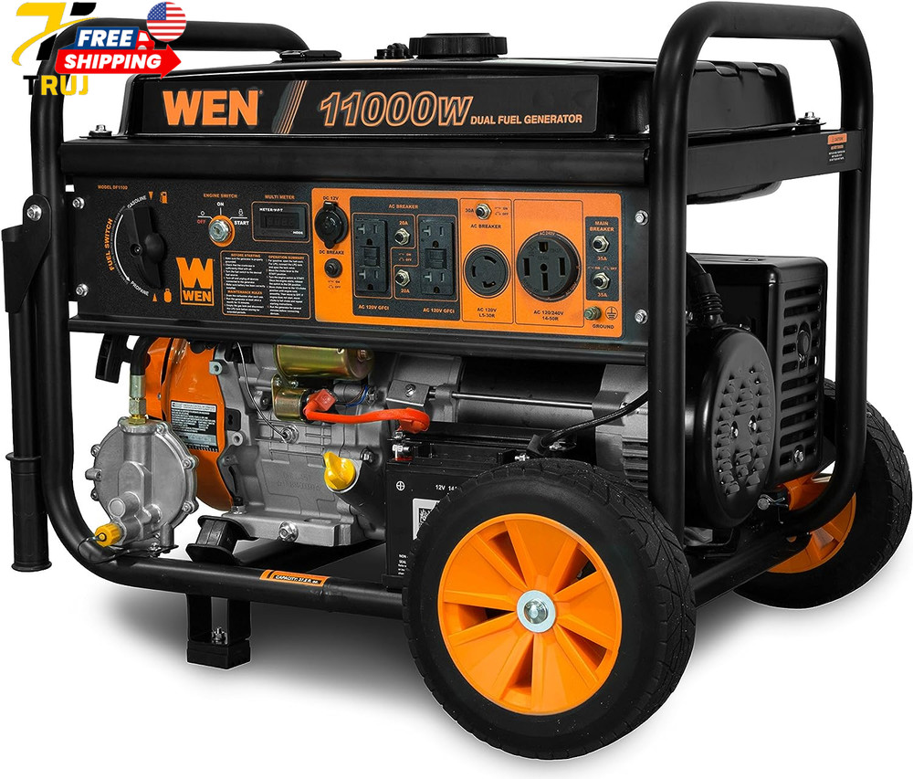 11000-Watt 120V/240V Dual Fuel Portable Generator with Wheel Kit and Electric St